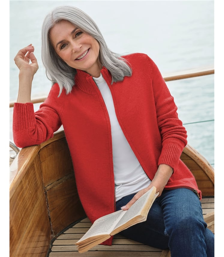 Lambswool Zip Thru Cardigan