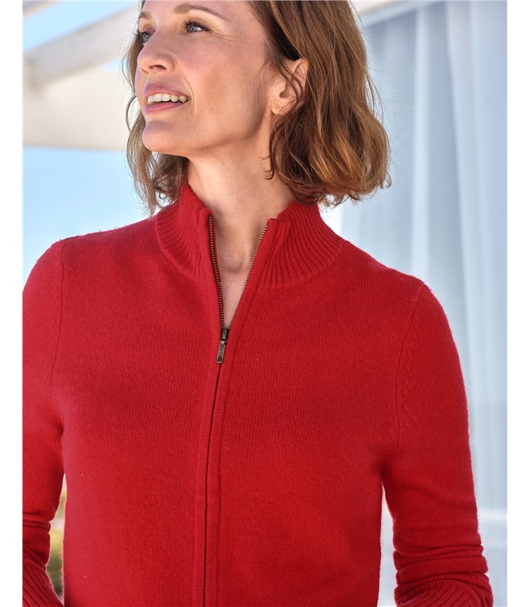 Lambswool Zip Thru Cardigan