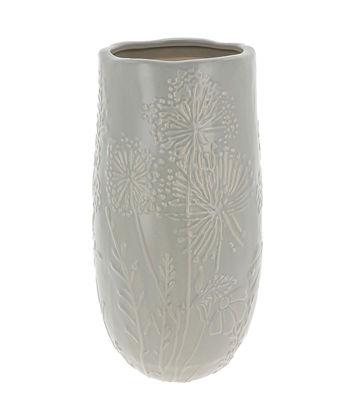 Grey Embossed Vase