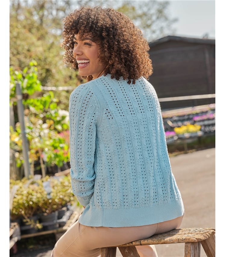 Cotton Crew Neck Cardigan