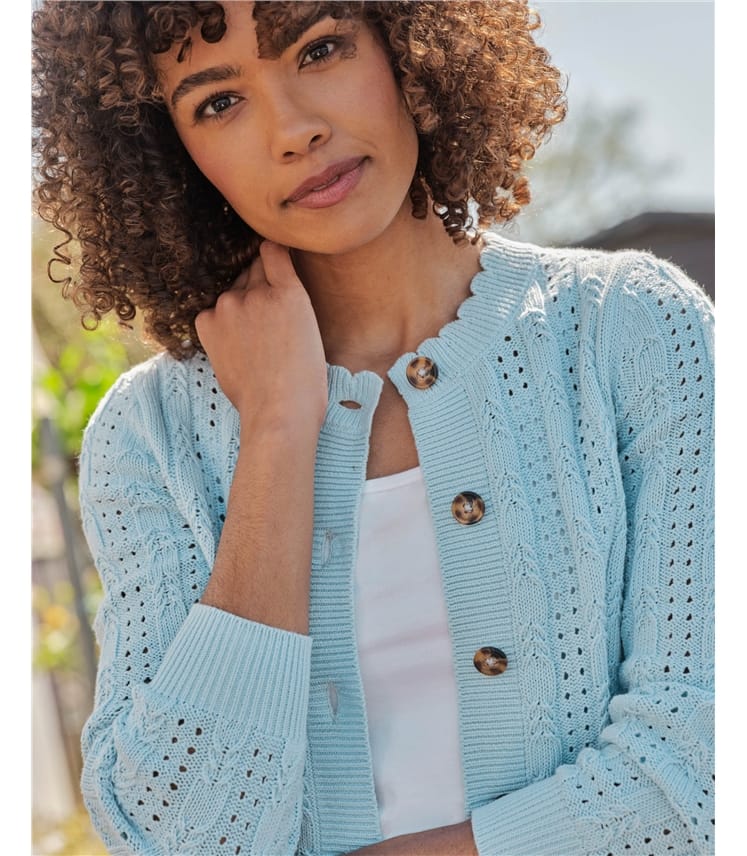 Cotton Crew Neck Cardigan