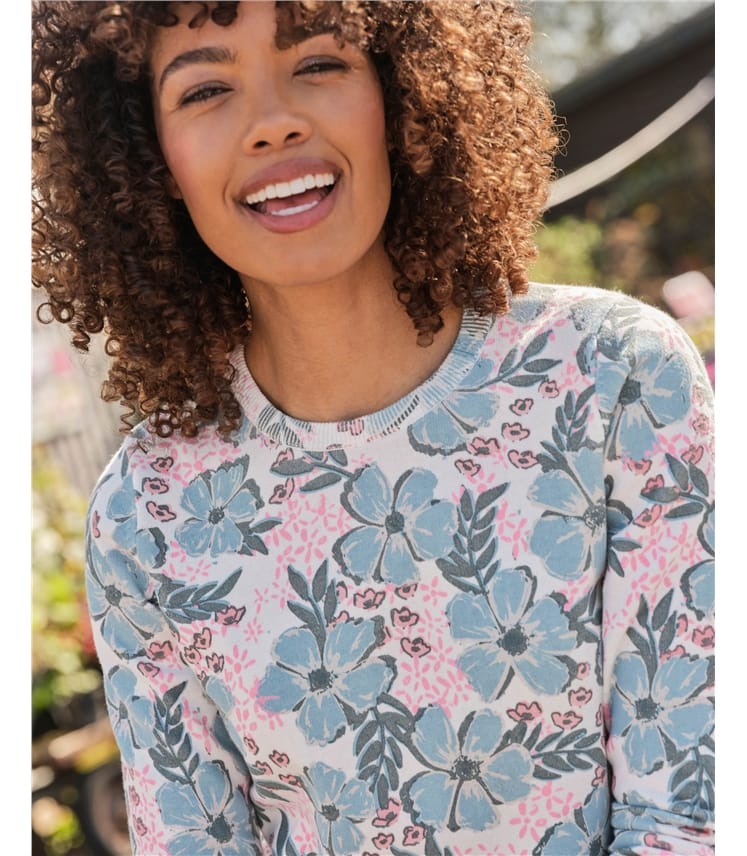 Printed Floral Crew Neck Jumper
