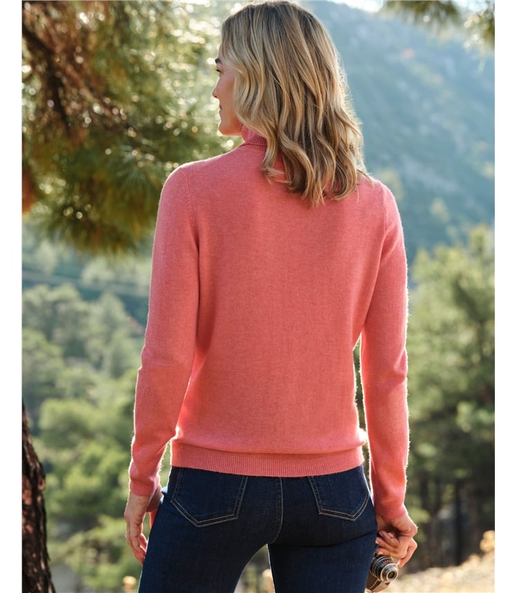 Pull à col roulé ajusté - Femme - Cachemire & mérinos