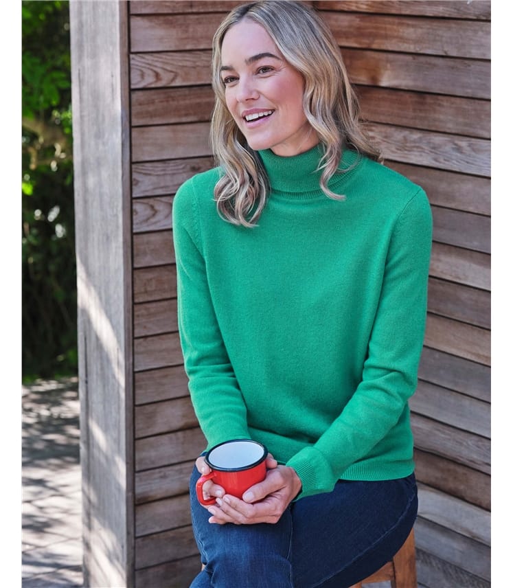 Pull à col roulé ajusté - Femme - Cachemire & mérinos