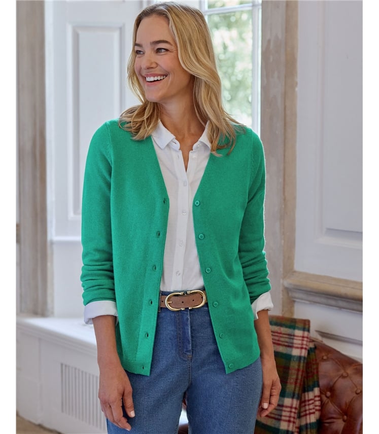 Cashmere Merino Classic V Neck Cardigan
