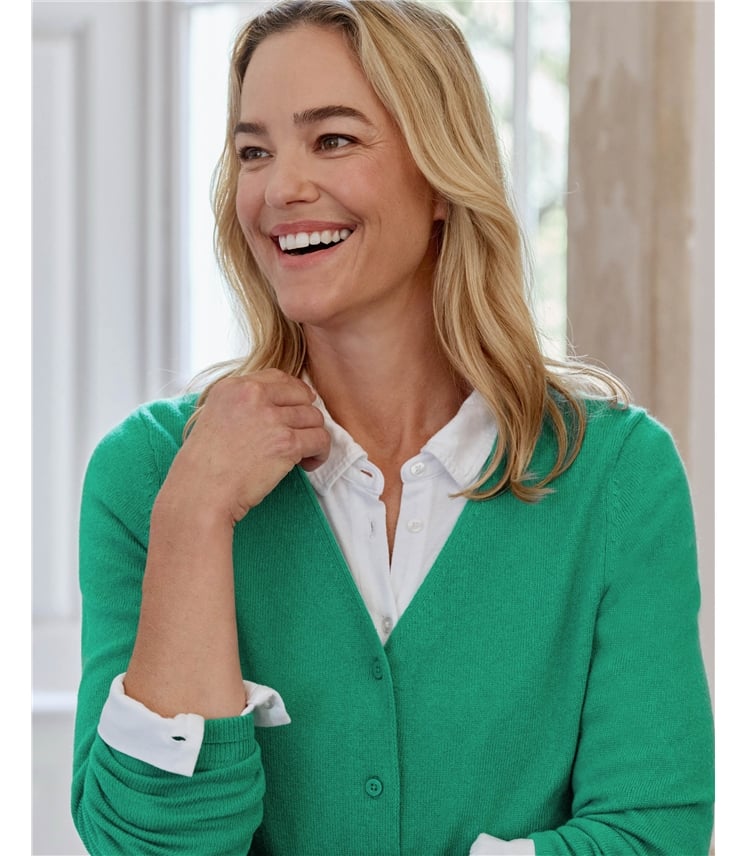Cashmere Merino Classic V Neck Cardigan