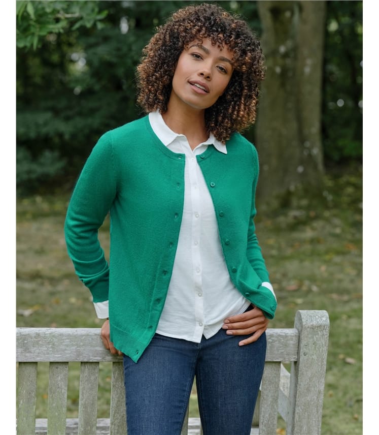 Cardigan classique à col rond - Femme - Cachemire & Mérinos