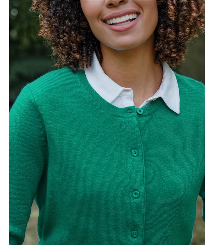 Cardigan classique à col rond - Femme - Cachemire & Mérinos
