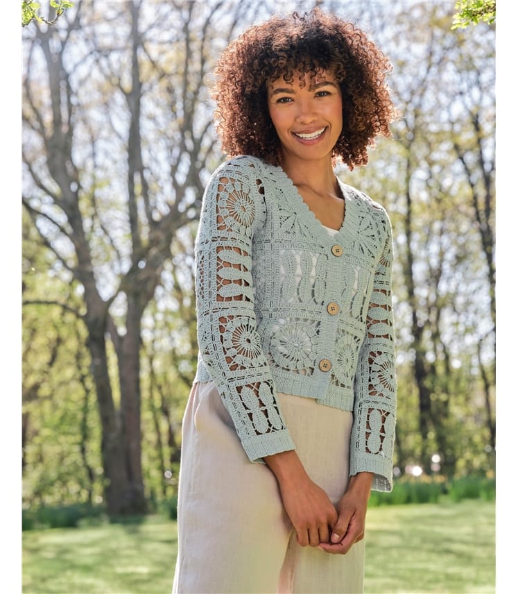 Premium Crochet V Neck Cardigan