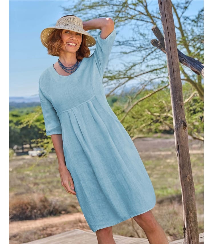 Womens Linen Pocket Tunic Dress