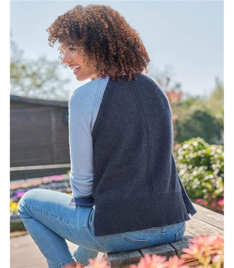 Colour Block V Neck Cardigan