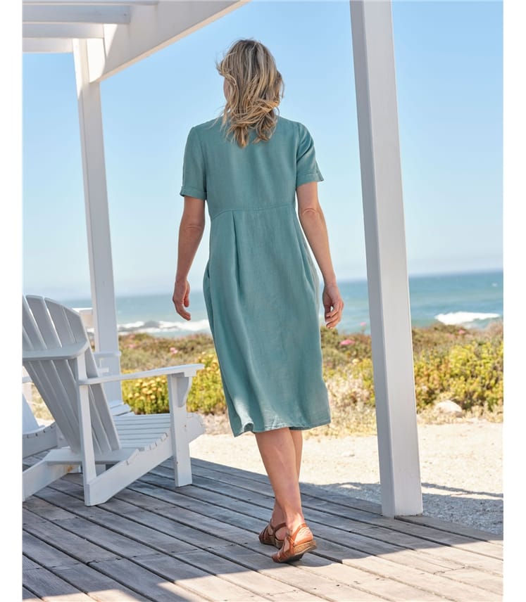 Button Through Linen Dress