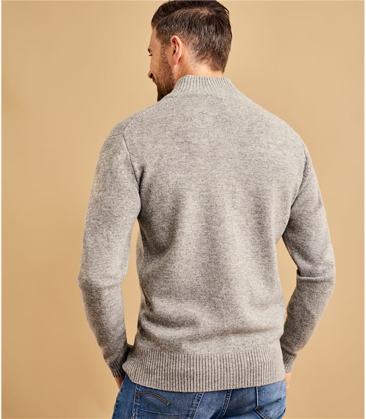 Grey Marl | Mens Lambswool Lincoln Zipper Cardigan | WoolOvers UK