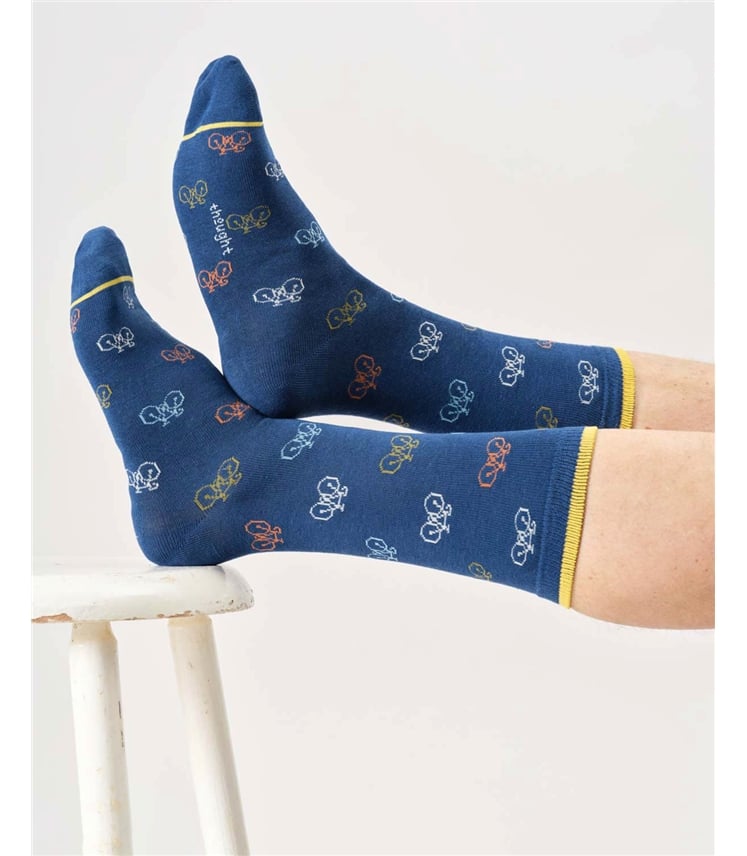 Mens Multi Bike Bamboo Crew Socks
