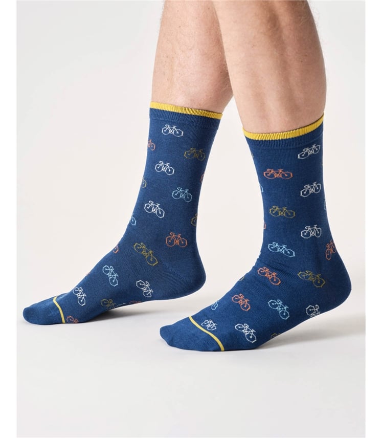 Mens Multi Bike Bamboo Crew Socks