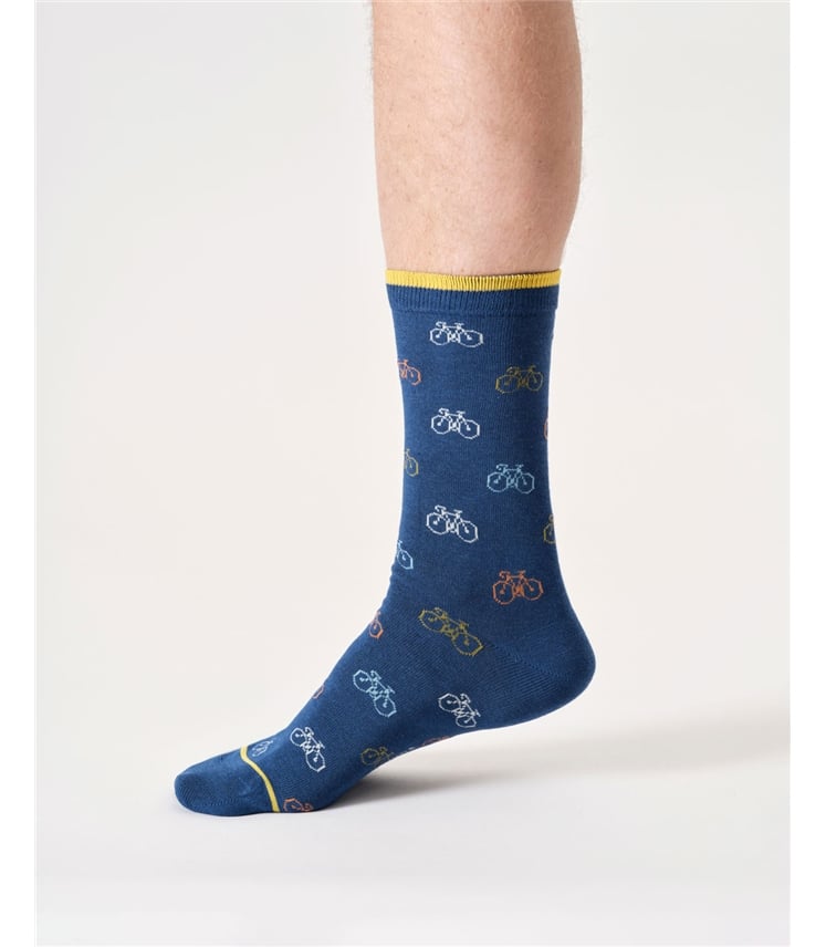 Mens Multi Bike Bamboo Crew Socks