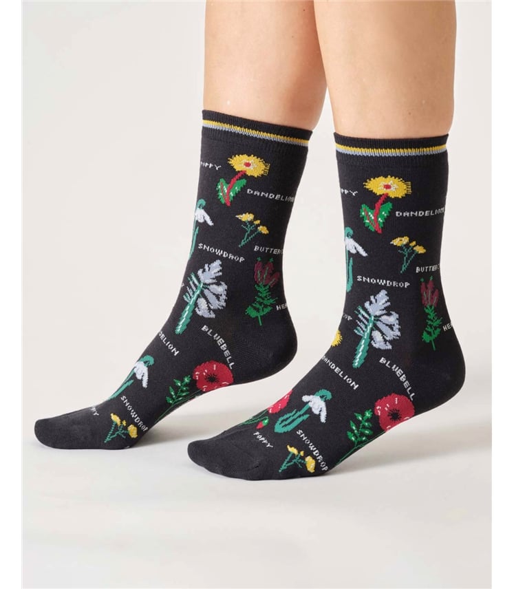 Womens Florals Organic Cotton Gift Box Of 4 Socks