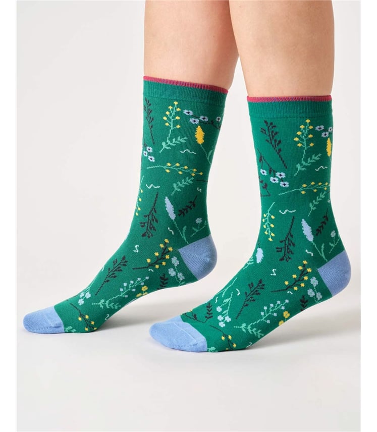 Womens Florals Organic Cotton Gift Box Of 4 Socks
