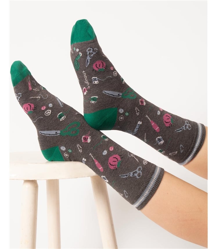 Womens Sewing Organic Cotton Gift Bag Of 2 Socks