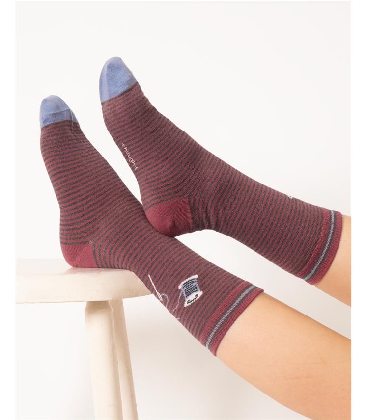 Womens Sewing Organic Cotton Gift Bag Of 2 Socks