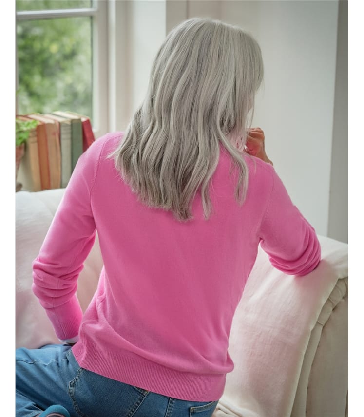 Pullover mit Rundhalsausschnitt aus Merinowolle und Kaschmir für Damen