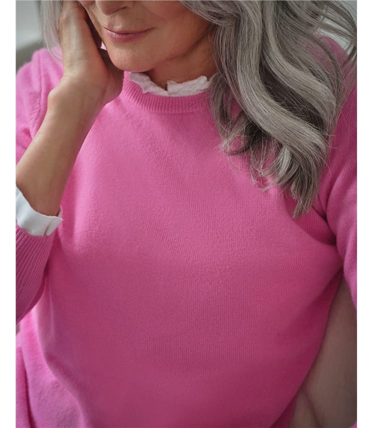 Pullover mit Rundhalsausschnitt aus Merinowolle und Kaschmir für Damen