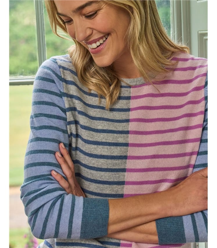 Pullover mit Rundhalsausschnitt aus Merinowolle und Kaschmir für Damen
