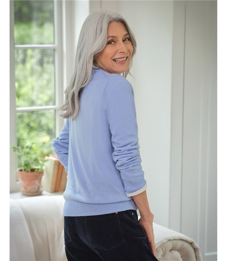 Pullover mit V-Ausschnitt aus Merinowolle und Kaschmir für Damen