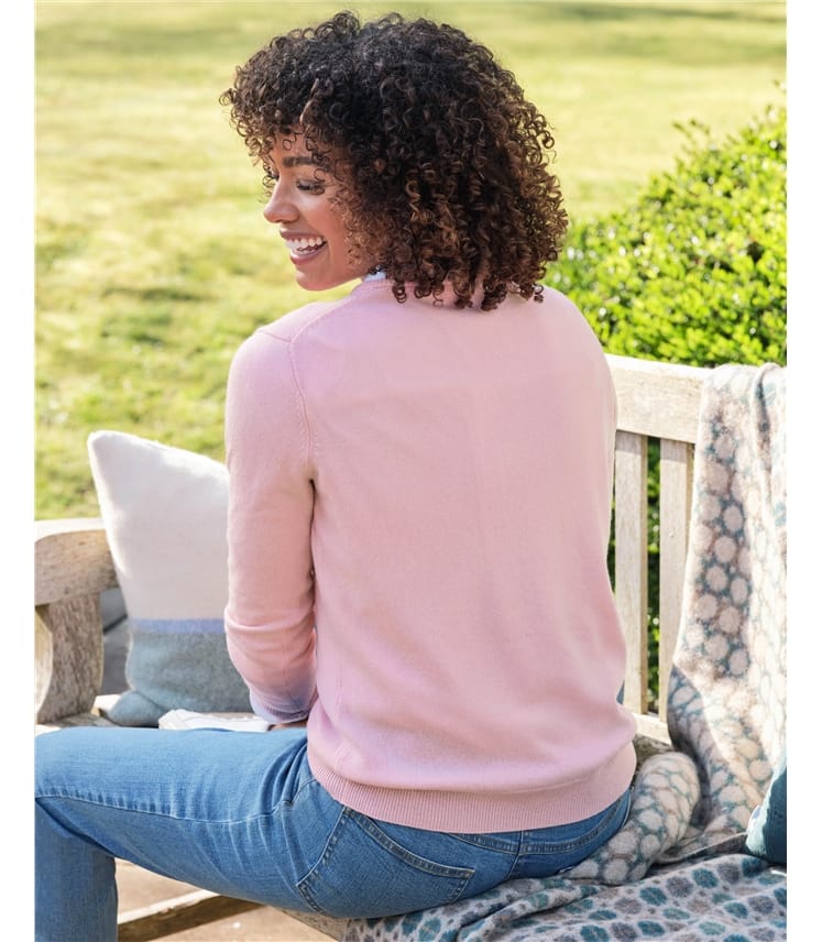 Pullover mit V-Ausschnitt aus Merinowolle und Kaschmir für Damen