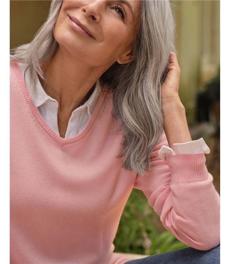 Cashmere & Merino V Neck Knitted Jumper
