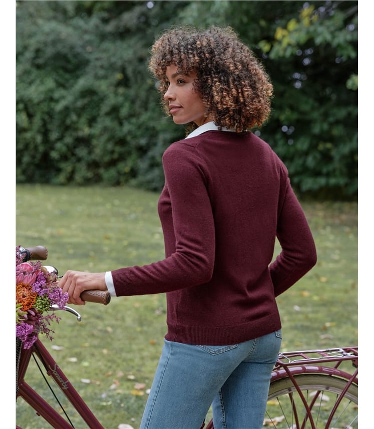 Pullover mit V-Ausschnitt aus Merinowolle und Kaschmir für Damen