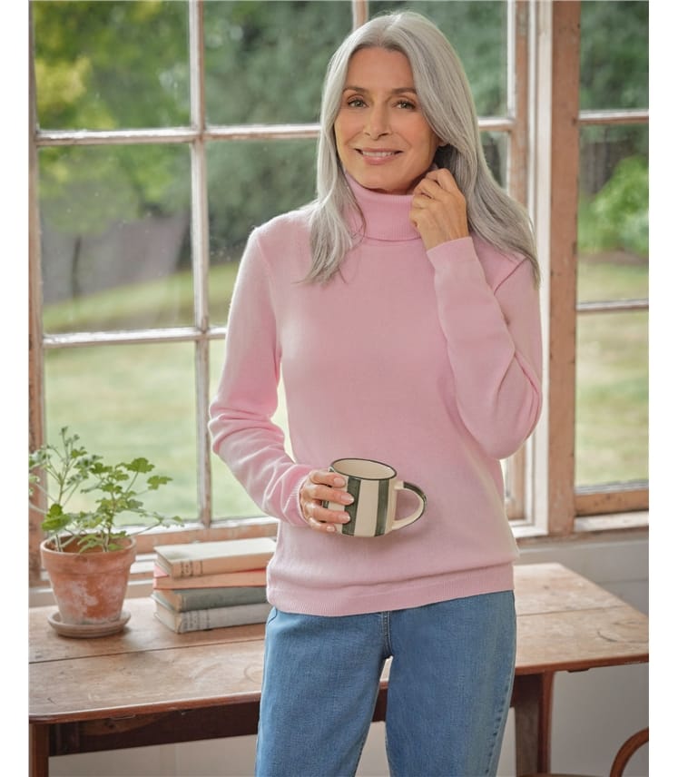 Pull à col roulé ajusté - Femme - Cachemire & mérinos