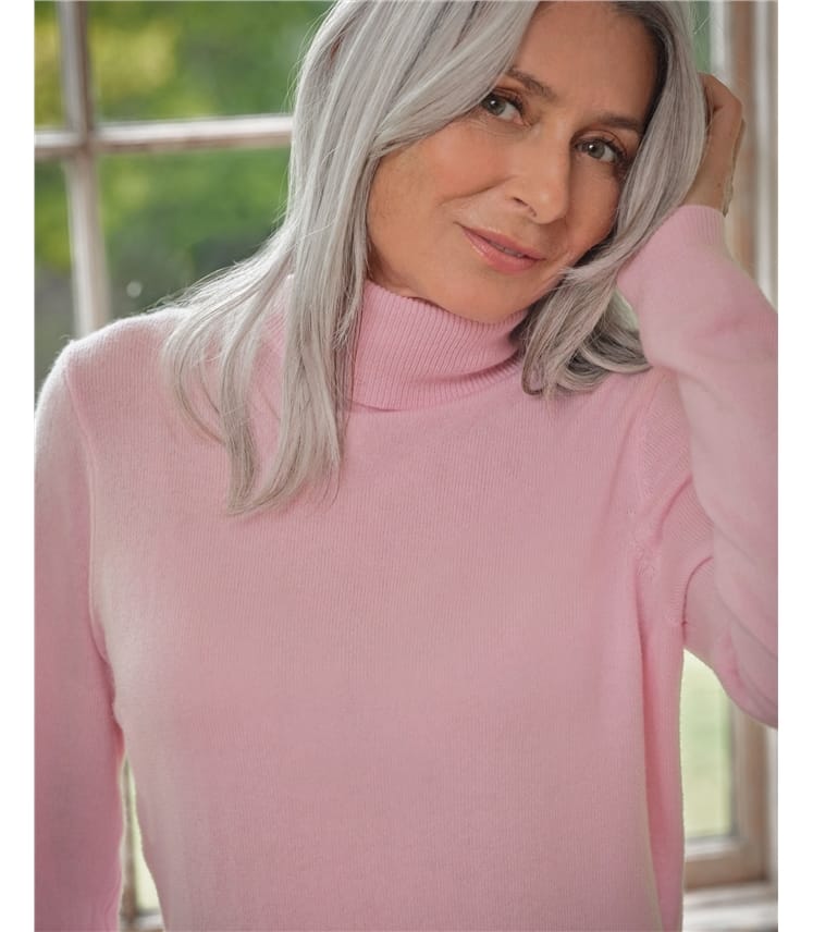 Pull à col roulé ajusté - Femme - Cachemire & mérinos