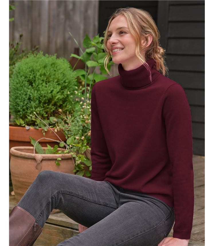 Cashmere and Merino Fitted Polo Neck Knitted Jumper