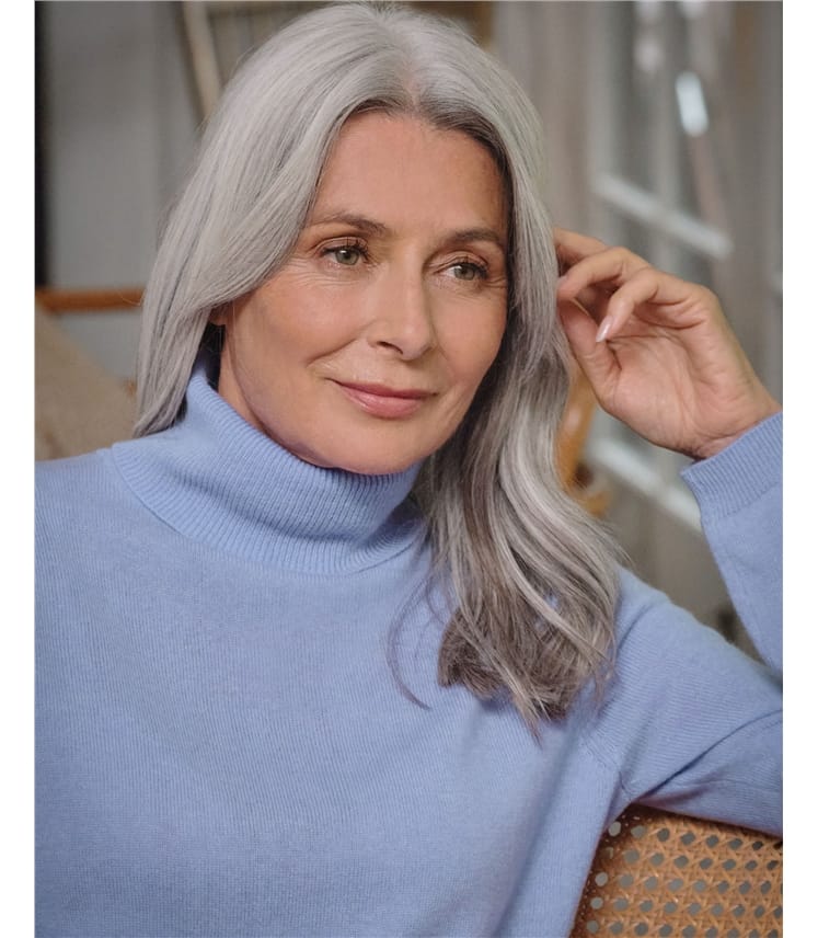 Cashmere and Merino Fitted Polo Neck Knitted Jumper