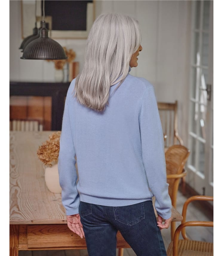 Cashmere and Merino Fitted Polo Neck Knitted Jumper
