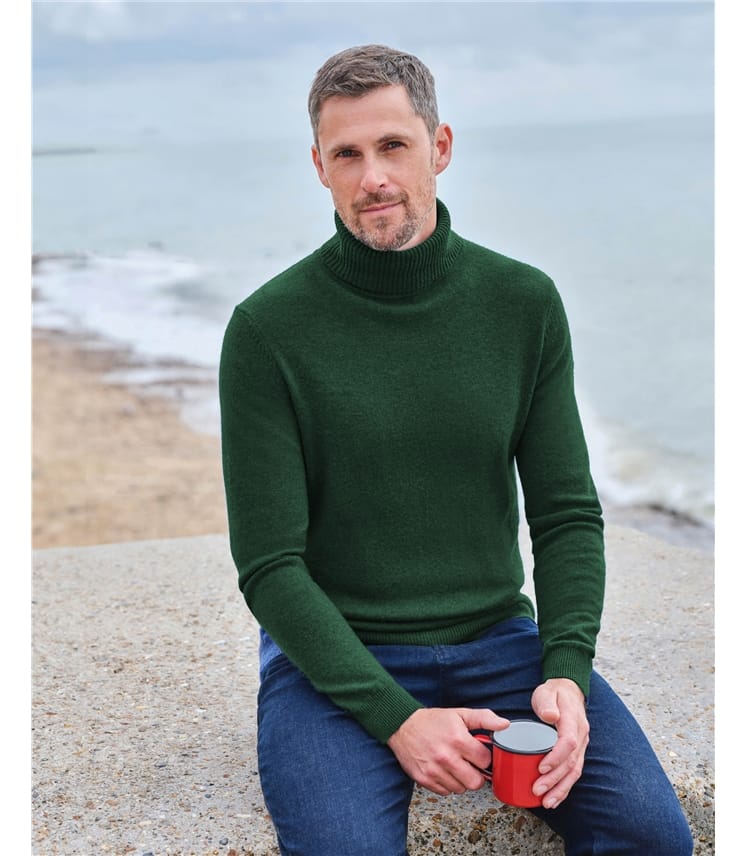 Cashmere and Merino Polo Neck Jumper