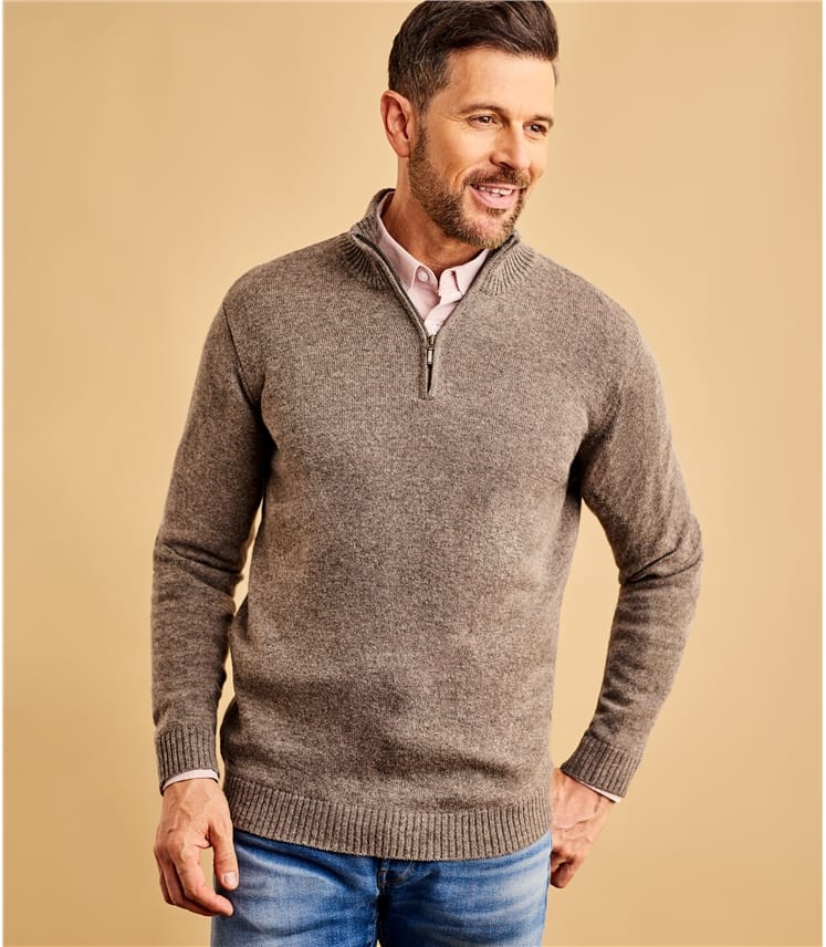 lambswool zip neck jumper