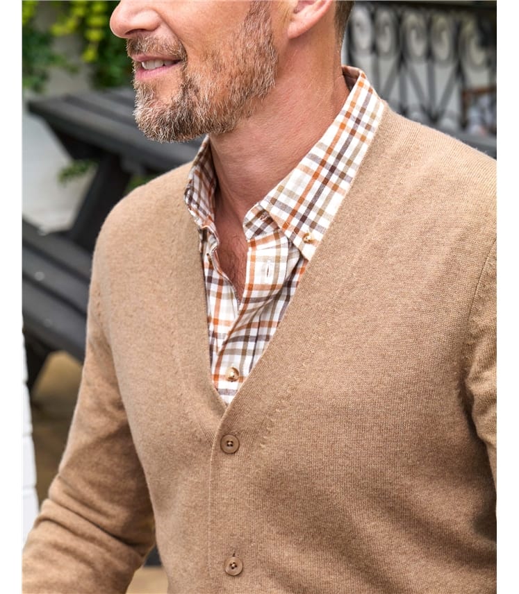 Strickjacke mit V-Ausschnitt aus Merinowolle und Kaschmir für Herren