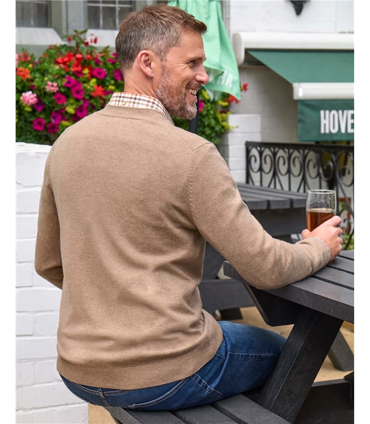 Strickjacke mit V-Ausschnitt aus Merinowolle und Kaschmir für Herren