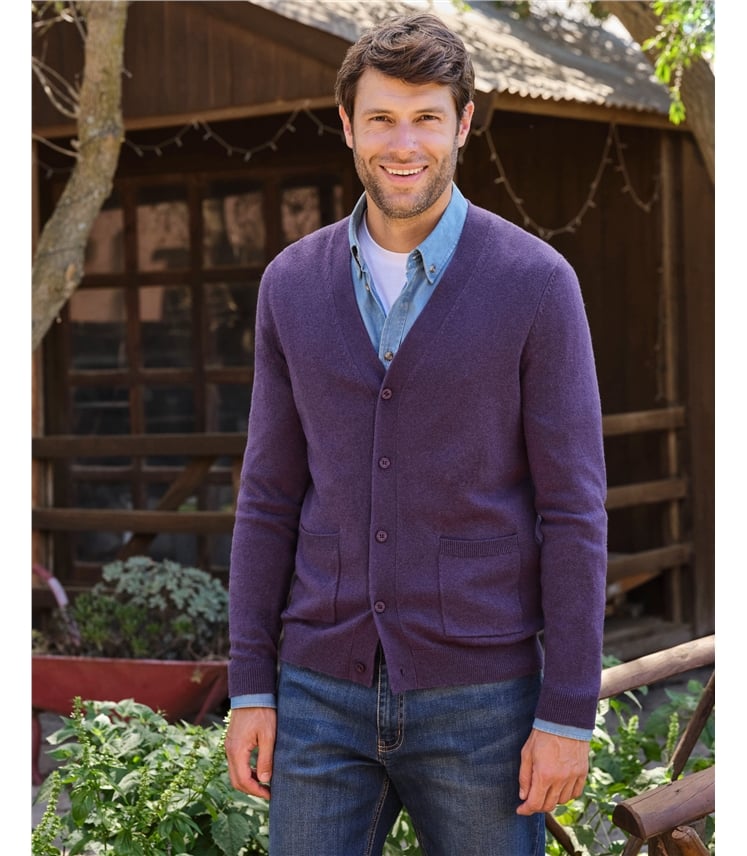 Cardigan à col V - Homme - Cachemire & Mérinos