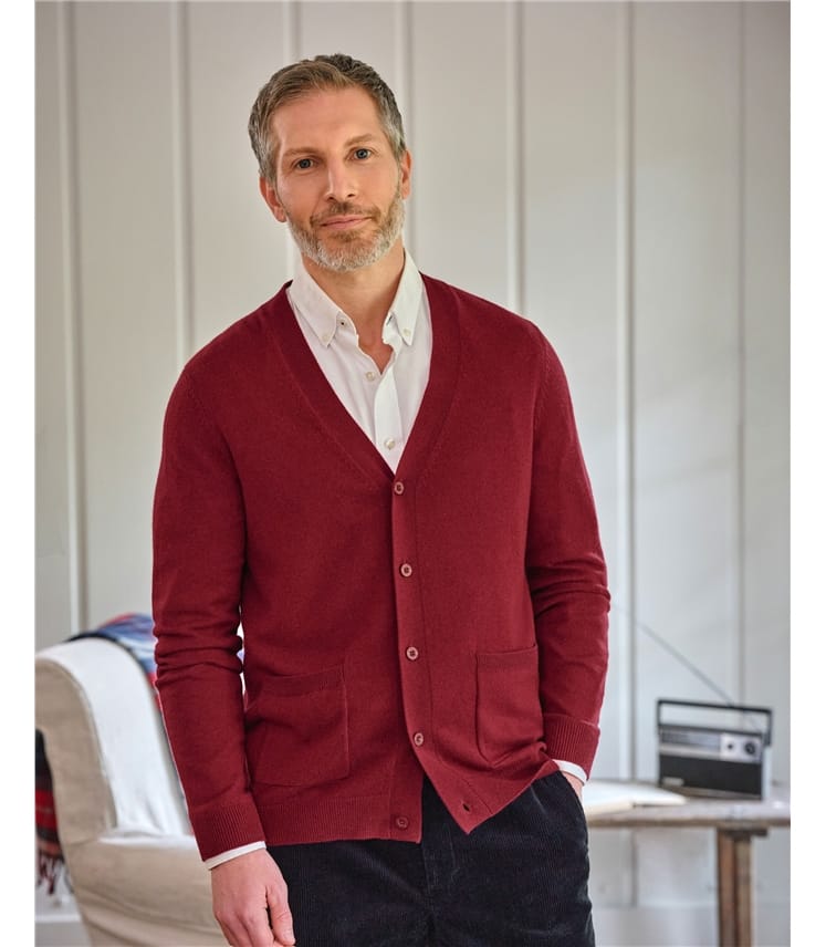 Cardigan à col V - Homme - Cachemire & Mérinos