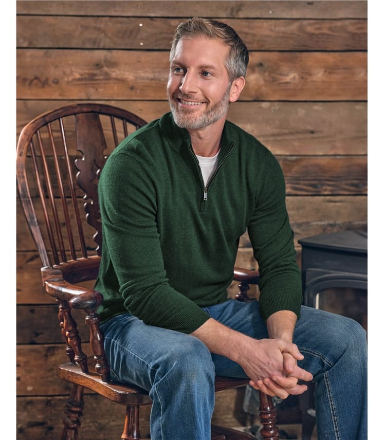 Cashmere and Merino Zip Neck Jumper