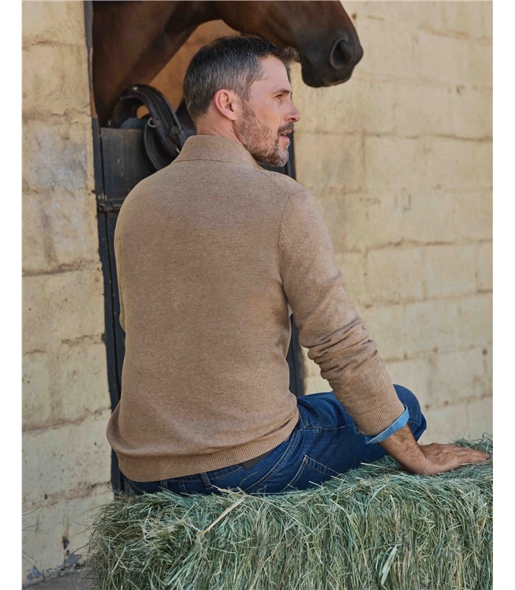 Cashmere and Merino Zip Neck Jumper