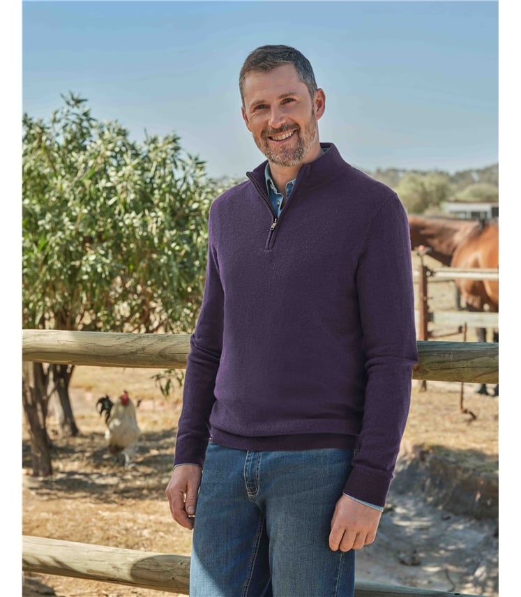 Cashmere and Merino Zip Neck Jumper