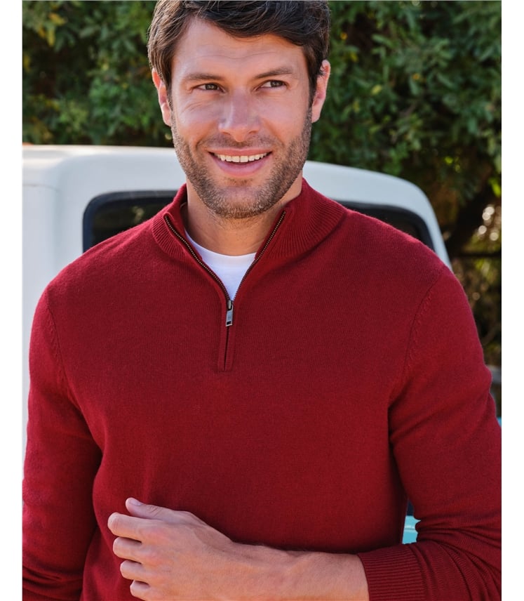 Pull à encolure zippée - Homme - Cachemire & Mérinos