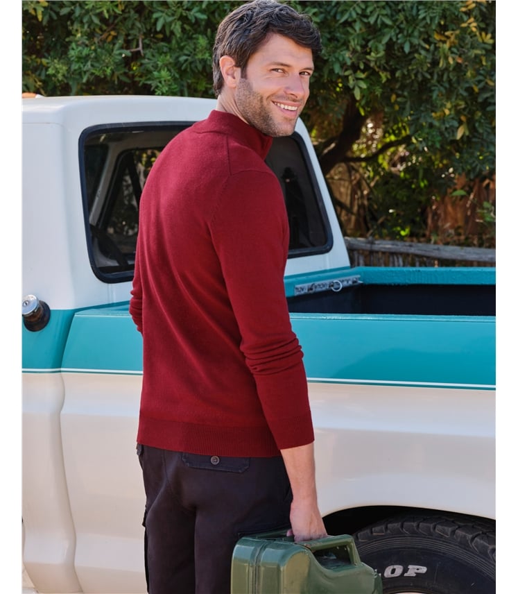 Pull à encolure zippée - Homme - Cachemire & Mérinos