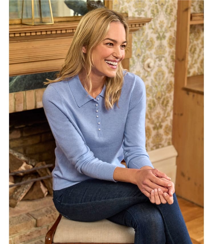 Cashmere and Merino Knitted Polo Shirt