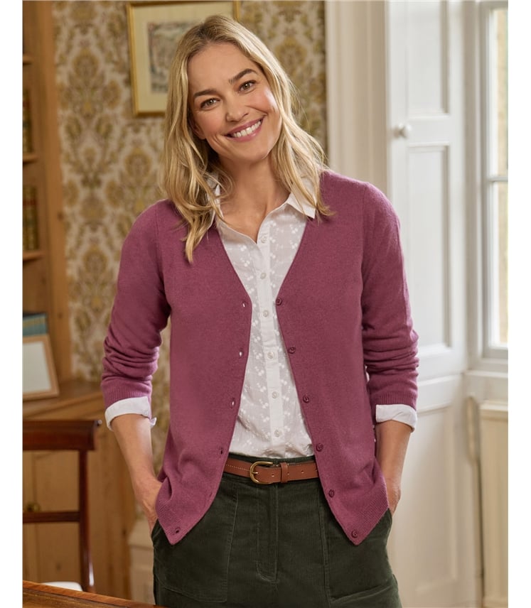 Cashmere Merino Classic V Neck Cardigan
