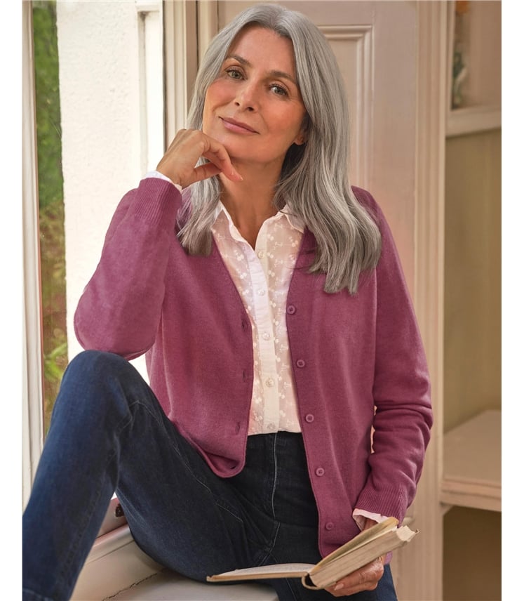 Cashmere Merino Classic V Neck Cardigan